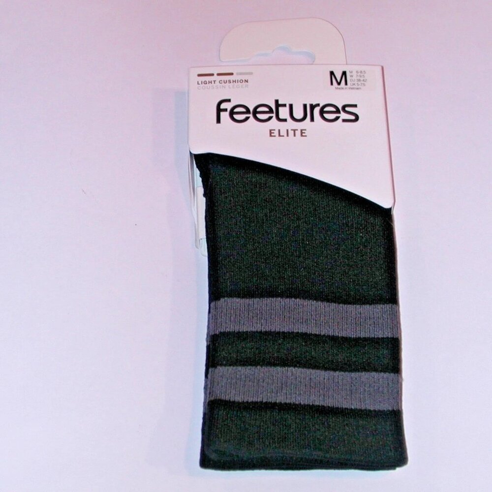 Feetures Elite High Top Stripe Light Cushion Mini Crew Socks Women's Medium NWT